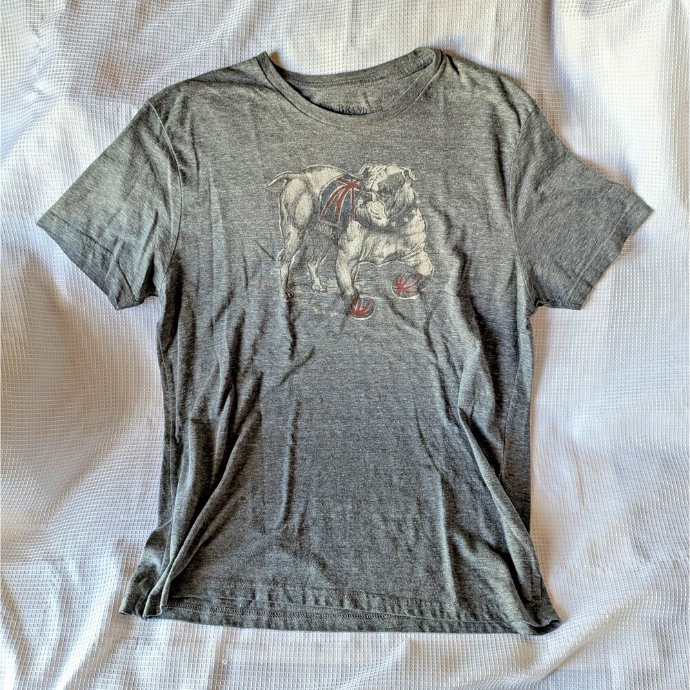 Men's T-Shirt Lucky Brand Gray Tee Georgia Bulldog Size Large